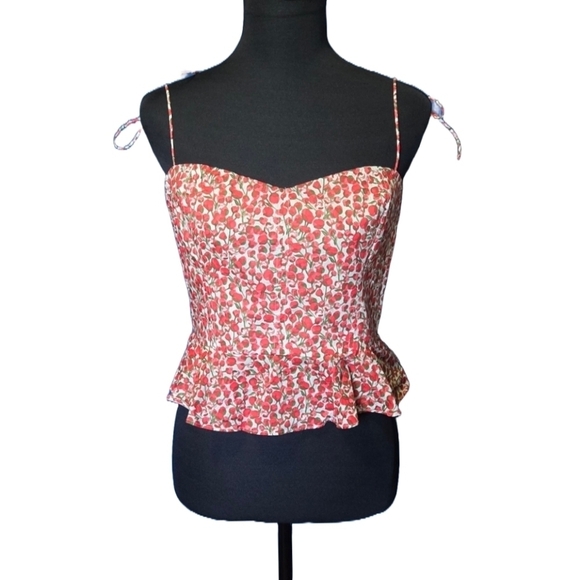 J. Crew Cropped Liberty® Strawberry Top Sz 12 NWT Festival Boho Y2K Coquette - Picture 5 of 12